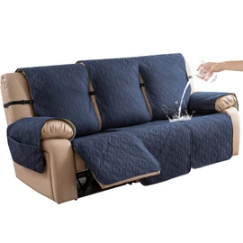 Genina Waterproof Couch Cover for Reclining Couch 3 Seater Non-Slip, Washable Recliner Sofa Covers for 3 Cushion Couch, Furniture Covers Couch Protector for Dogs Pets Kids (Navy, Recliner Sofa)