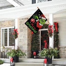 Christmas Winter House Flag Burlap Double Sided Vertical 28x40 Inch Yard Decorations Holiday Banners Outdoor Farmhouse Decor DF002-28