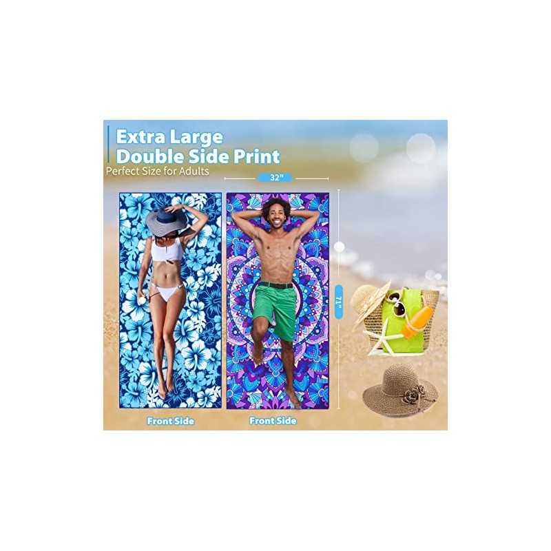 TwoYek Extra Large Microfiber Beach Towels - 6 Pack