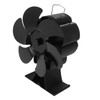 Black 6 Blade Heat Powered Stove Fan Thermodynamically Driven Fireplace