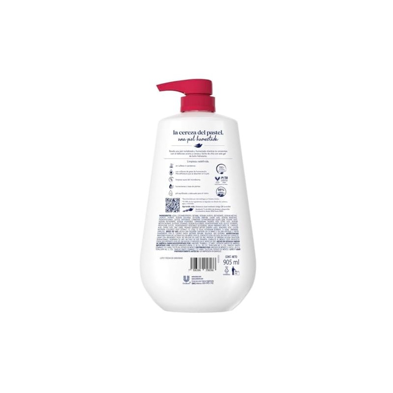 Dove Revitalize Gel de Baño, Cereza y Leche de Chía,