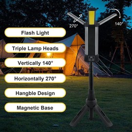 Rechargeable 6000mAh Camping Light with Detachable Tripod ( 20.8 to 38.6 inch ), 3500 Lumens Cordless Dimmable Work Light & Emergency Light Outdoor
