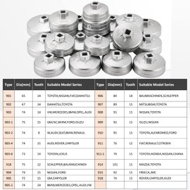Acymner 23PCS Oil Filter Removal Cap Wrench Socket Tool Set 1/2" Automotive Removal Garage Tool