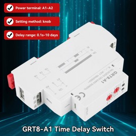 Multifunction Time Relay, 16A Delay ON Off GRT8-A1 AC DC 12-240V with 10 Relay Timer Control Delay Function Mode DIN Rail Timer Electronic Relays, 0.1 sec-10 Days