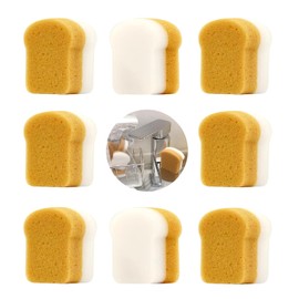8 Pcs Cute Scrub Sponges, Small Toast Shaped Cleaning Scrub Sponge, Fun Toast Dish Washing Sponges for Kitchen Cleaning Supplies
