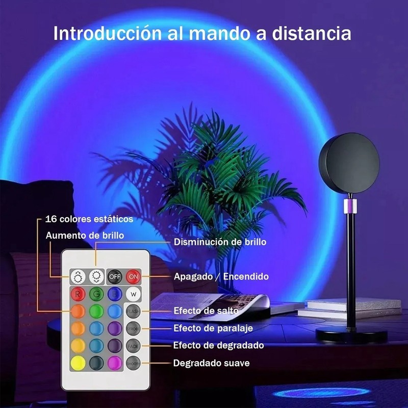 Ambient Projector Lamp 16 Colors 180° Rotatable Remote Control RGB