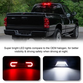 SHINEFIT LED 3rd Brake Light Replacement for Ram 1500 2002-2008 / Ram 2500 3500 2003-2009 High Mount Center Third Brake Light White Cargo Light for Ram