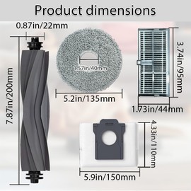 Ytaland Ersatzteile Zubehör für Dreame X40 Ultra Complete / L40 Ultra / X40 Master/Mova P50 Pro Ultra Roboterstaubsauger (1 Hauptbürste, 4 Seitenbürsten, 2 Hepa-Filter, 6 Staubbeutel, 6 Wischpads)