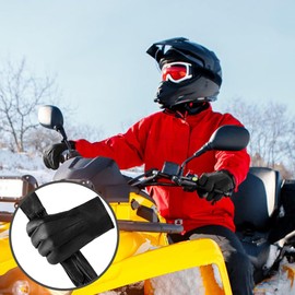 yotutun Leather Gloves, Sheepskin Leather Gloves, Genuine Leather, Windproof Gloves, Men, Winter, Warm with Soft Inner Lining, Winter Gloves for Outdoors, Driving, Camping, Women, Teenagers, black