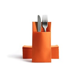 Alvotex Chic Airlaid 50 Cutlery Napkins Cutlery Pockets, Fabric-Like, High-Quality Disposable Napkin, 39 x 40 cm, Orange