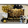Black Gold Glitter Happy Birthday Backdrop Masquerade Gold Mask Photography