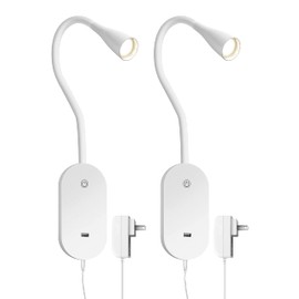 deeloop LED Wall Mount Reading Light for Bed, Reading Lamp with USB Output 5 Brightness Levels Touch Control Book Lights, 4000K Bedside Lamp Flexible Gooseneck, 2 Easy Install Options