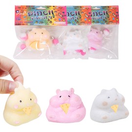 3pcs Taba Squishy Hamster Toy, Taba Squishy Toys for Kids, Squishy Hamster Quiet Fidget Toys, Small Stress Relief Squishies Squeeze Sensory Toys Gifts (3pcs Hamster)