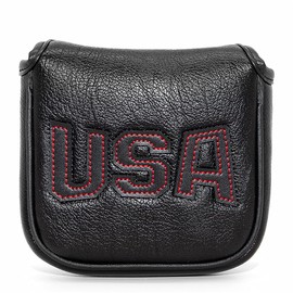 barudan golf Magnetic Square Mallet Putter Cover Headcover,Club Head Cover Protective Case Black,Patriotic USA (Black-red Stitching)