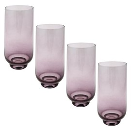 Karma, 16oz Highball Glasses, 4pc Tall Bar Glass Sets, Glassware for Drinks, Water, Mojitos, Juice or Beer, Lexi Highball Set, Blackberry