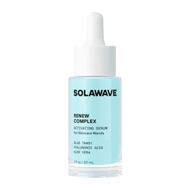 Solawave Renew Complex - Suero de activación de terapia de luz roja para cara y cuello | Se combina con un dispositivo de varita facial LED | Hidrata y rellena la piel | Tanaceto azul, aloe vera, ácido hialurónico (1 onza)