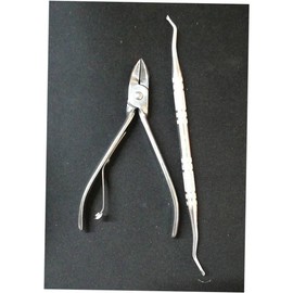 Minkissy 2pcs Stainless Steel Cuticle Nippers Dual-function Dead Skin Removal Tool Curved Handle for Nail Care Salon Travel Silver