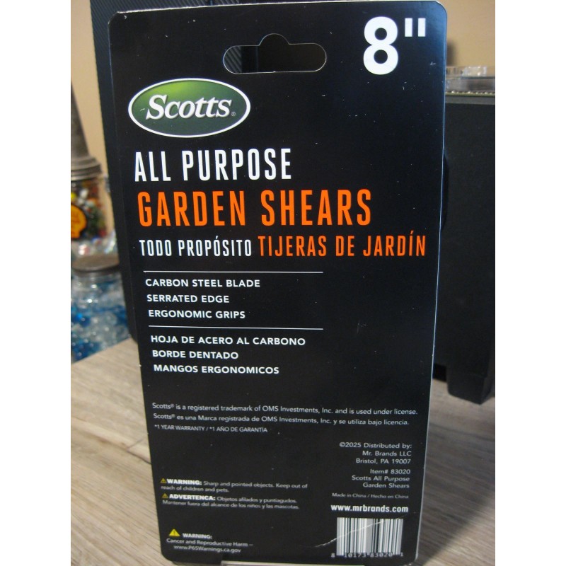 Scotts 8" All Purpose Garden Shears - Gardening Clippers Scissors