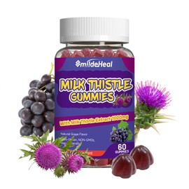 Milk Thistle Gummies, Milk Thistle Extract 1000mg, Liver Detox, Antioxidant Support, Non-GMOs, Non-Gluten, Vegan, Milk Thistle Supplement, 60 Count