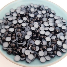MajorCrafts 500pcs 6mm Flat Back Half Round Resin Pearls Craft Embellishments (Black C26)