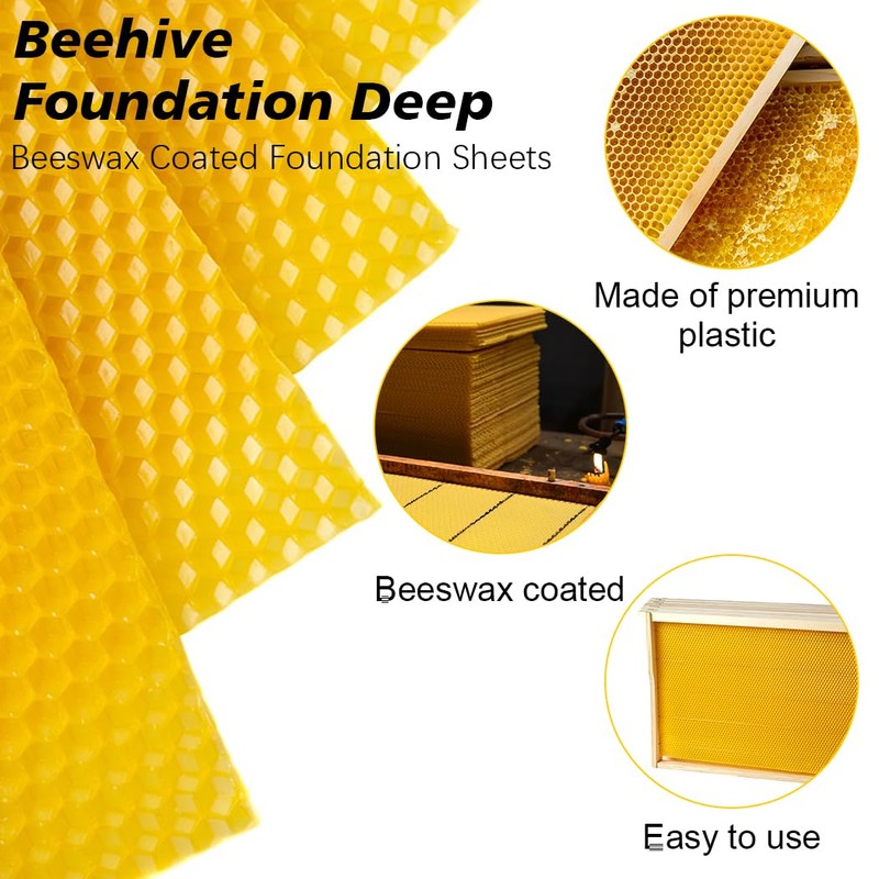 Yellow Beehive Wax Coated Foundation Sheet,Waxed Foundation Sheet, 8-1/2-Inch Deep