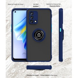 XINYEXIN Hülle für Oppo A74 4G mit Ring Stnad Stoßfest Handyhülle Anti-Scratch Durchscheinend PC Back + Soft TPU Bumper Case Cover - Schwarz