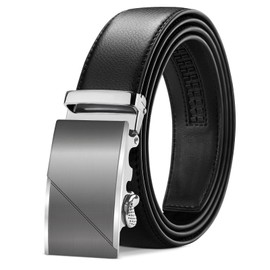 TANGCHAO Belts for Men, Mens Leather Ratchet Belt 1 3/8", Adjustable Belt Fit Everywhere Black Length 125cm