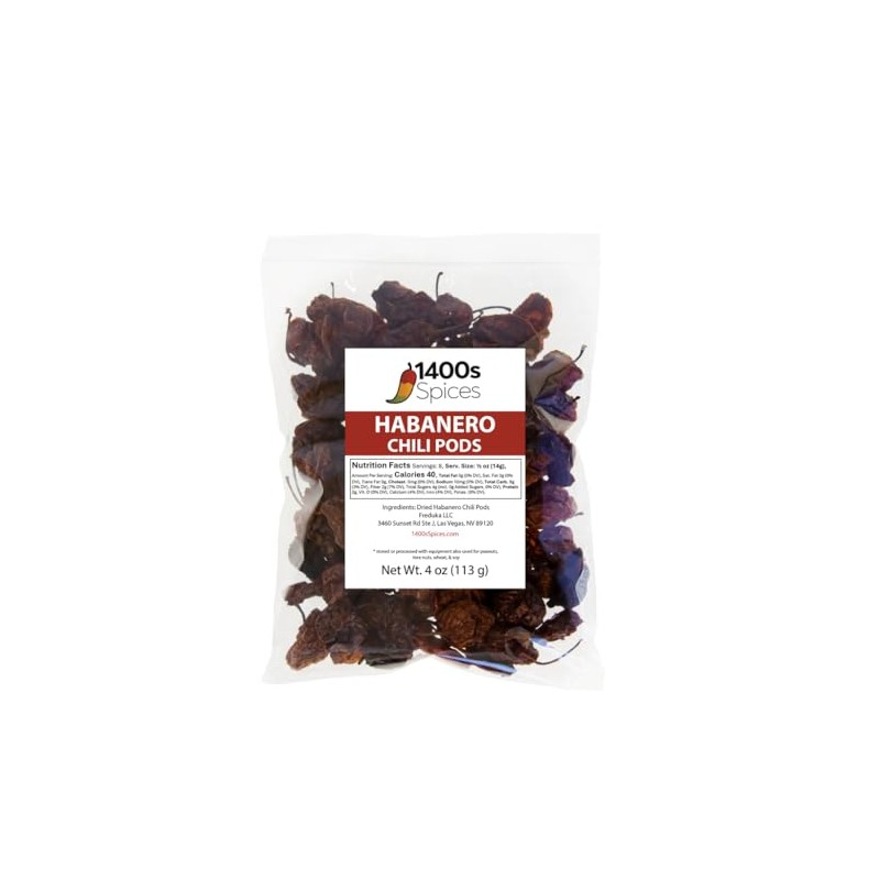 4oz Dried Habanero Peppers by 1400s Spices