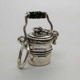 Brown County Silver Sterling Silver COAL MINERS Lunch Pail BUCKET Charm for Bracelet PENDANT Mining