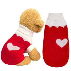Topbuti Pet Dog Knitted Sweaters Knitwear Turtleneck Pajamas Soft Winter Warm Puppy Valentine Clothing Christmas Clothes Heart Doggie Apparel for Cats Dogs (L)