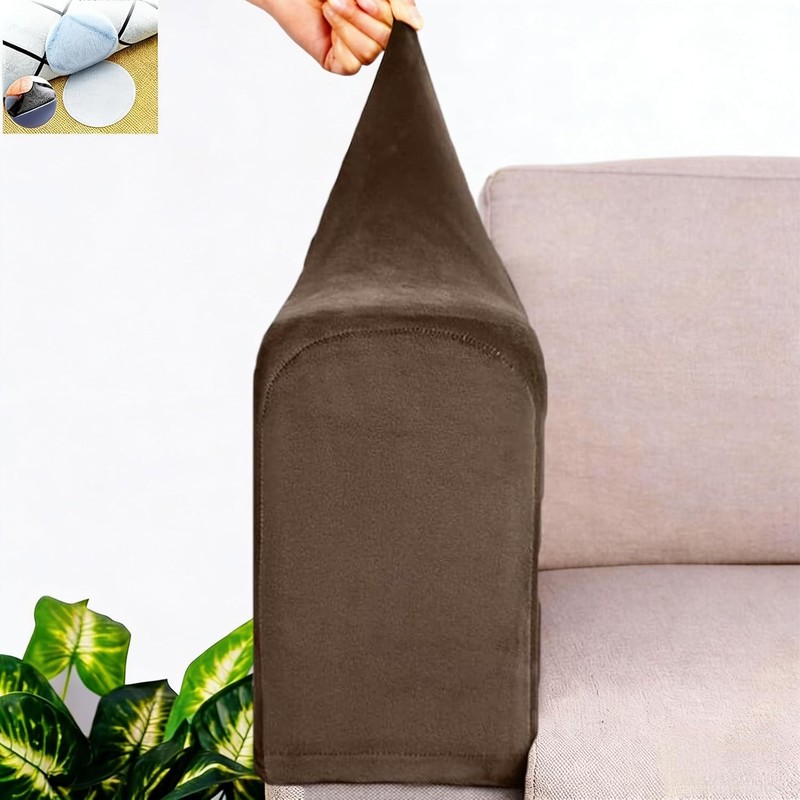 Velvet Recliner Cover for Sofa & Chair, 2PCS Khaki Stretchy