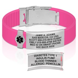 Divoti Custom Engraved Medical Alert ID Bracelet – Dual-Sided Laser Etching, Silicone Wristband, Stainless Steel Security Clasp – Adjustable & Trim-to-Fit – Emergency Medical Info Band - PRO VP SS BL