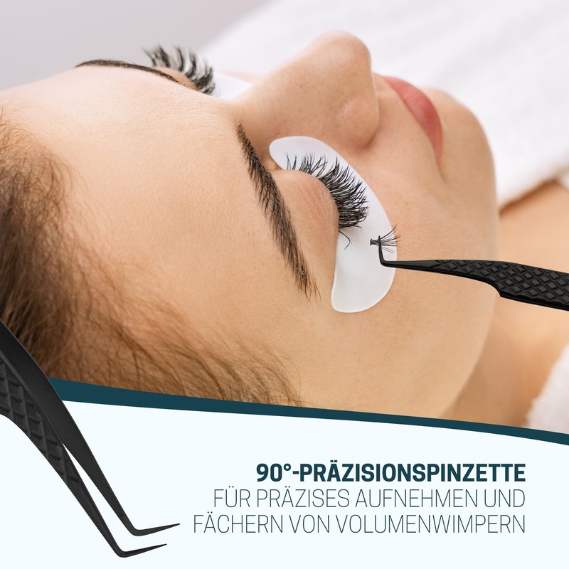 KLINGENHELD Precise Eyelash Tweezers Set – Extra Fine Fibre Tips