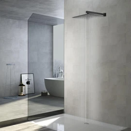 GGStudy High Pressure Square Brushed Gold Shower Head 16 Inches Large Stainless Steel Shower Heads,Ultra Thin Rainfall Bath Shower 1/2 Connection Shower Head Rain