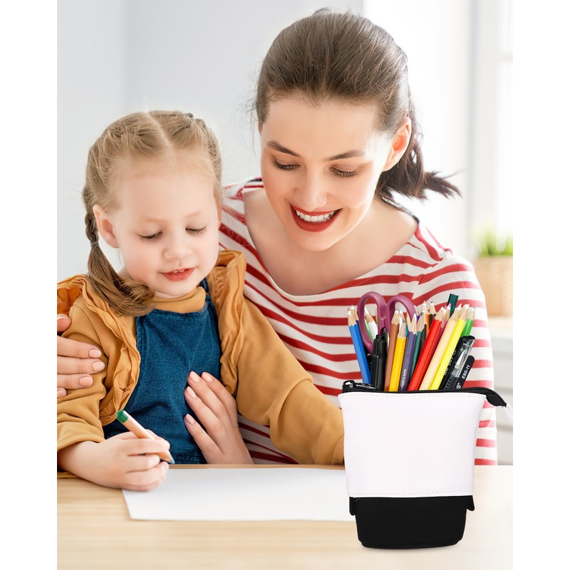 Xespis Pencil Case with Zip, Telescopic Pencil Case, Milk., pencil