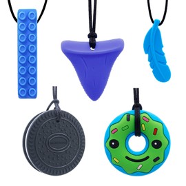 Chew Necklace by GNAWRISHING, 5 Pieces Sensory Chew Necklaces for Kids with Autism, ADHD, SPD, Chewing, Oral Motor