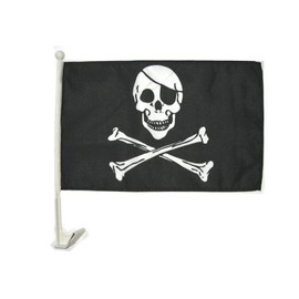 AZ FLAG Pirate Regular Car Flag 18'' x 12'' - Pirates Car Flags 30 x 45cm - Banner 18x12 INCHES Plastic Stick