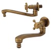 Antique Garden Faucet with Extended Spout Antifreezing Copper Wall Mount