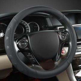 GIANT PANDA Microfiber Leather Steering Wheel Cover for Honda Accord,Civic,CR-V,HR-V,Pilot(Black-Standard Size)