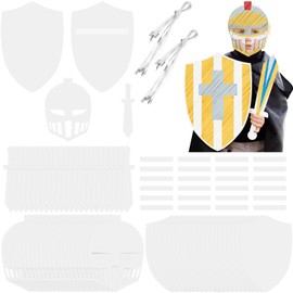 Mooliwe 36 Pcs DIY Knight Play Set Includes Blank Cardboard Shields and Swords Color Your Own Knight Mask with Handles for Painting Gift Crafts Play Castle Activities