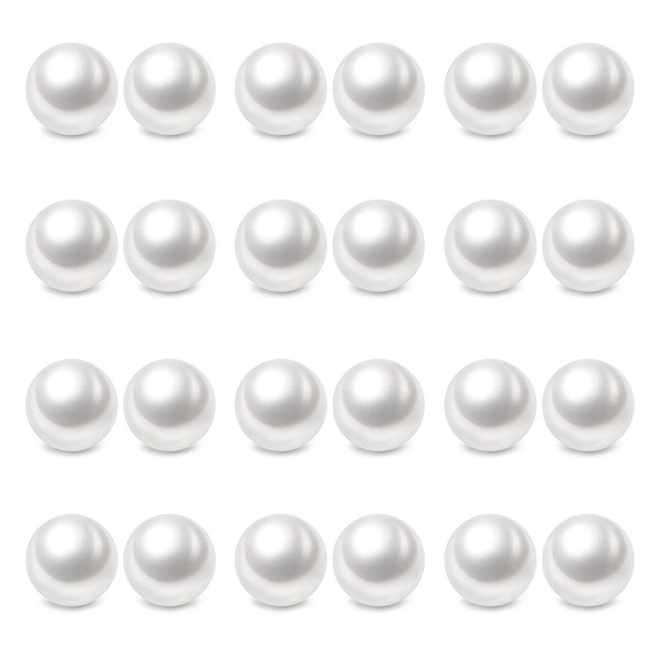 Charisma 8mm Composite Pearl Earrings Round Ball Pearls Stud Earrings Hypoallergenic 12 Pairs Imitation Pearl Earrings Set for Girls Women