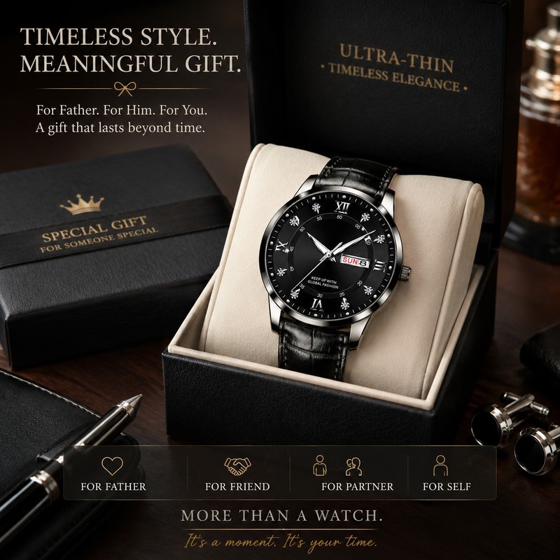Ultra-Thin Men’s Watch for Business & Casual Wear – Luminous