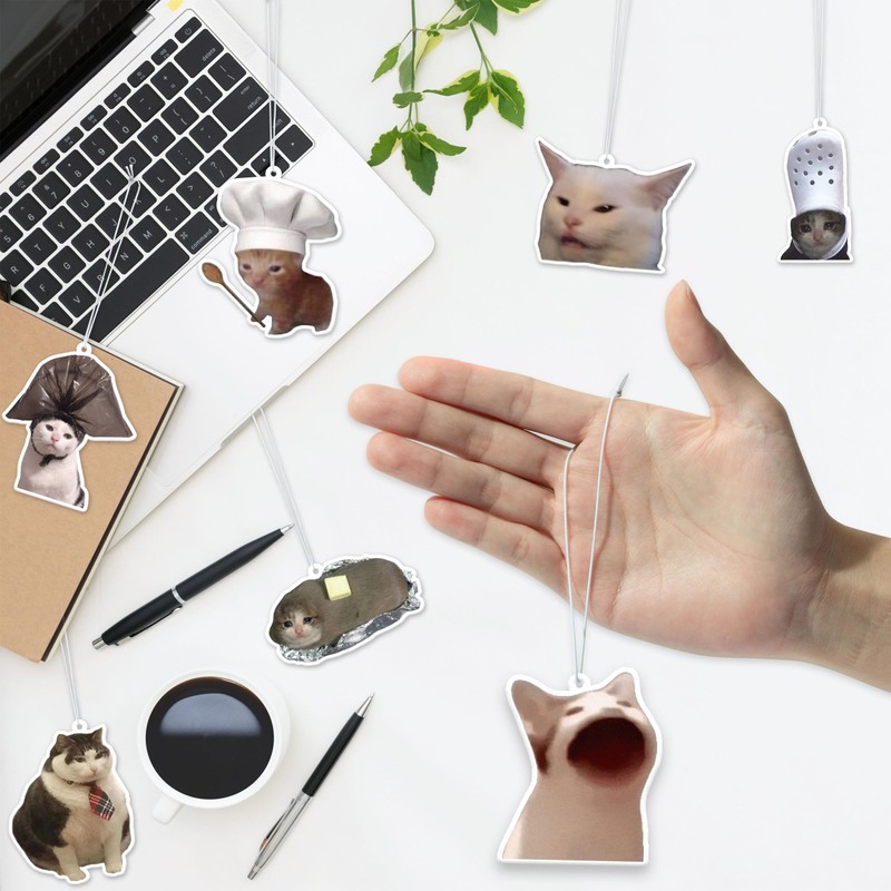 DSjuedui Funny Cat Print Car Accessories - 16 Meme Hanging