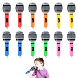 12 PCS Blow Up Microphone,Blow Up Microphones Inflatable Microphone for Parties,Inflatable Party Props,Fake Microphone,Party Accessories,Eurovision Decorations,Eurovision Party Decorations