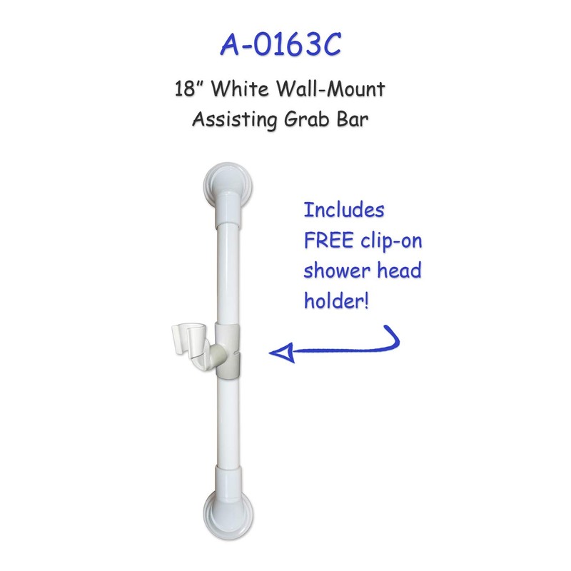 18 in MedGear Wall-Mount Bath Assisting Grab Bar, White &