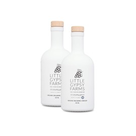 Organic Balsamic Vinegar from Little Gypsy Farms | First Cold-Pressed and Oak Barrel Aged | Notes of Fig with Strawberry Finish | Single Family Farms in Greece (350ml) (2 Pack)