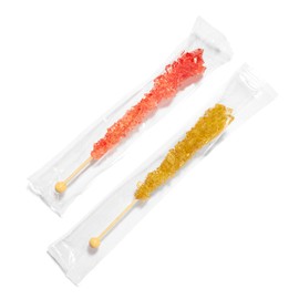 Candy Envy - Gold and Red Rock Candy Sugar Sticks - 36 Indiv. Wrapped - Original Sugar & Strawberry Flavored
