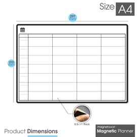 The Magnet Shop A4 / A3 Magnetic Weekly Planner and Organiser – Fully Customisable Whiteboard for Family or Business Tasks and Meal Planning - with 4 Free Magnetic Dry Wipe Pen (Custom White, A4)