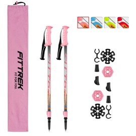 FitTrek Hiking Poles for Kids - Ultralight Nordic Walking Sticks - Telescopic Child Trekking Poles Collapsible 2 Pack
