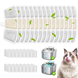 16 Pack Replacement Filters for Oneisall PW04 3.5L Wireless Cat Water Fountain, Includes 16 Filters & 16 Sponges